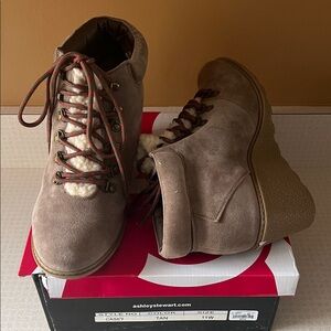 Ashley Stewart Brown Lace-Up Boots